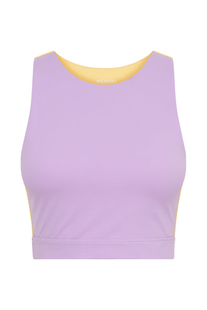 Crop top de sport à deux couleurs Lori - Mauve/Jaune