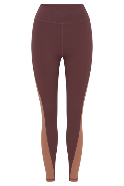 Leggings à panneaux bicolores Libby - Brun-rouge/Beige