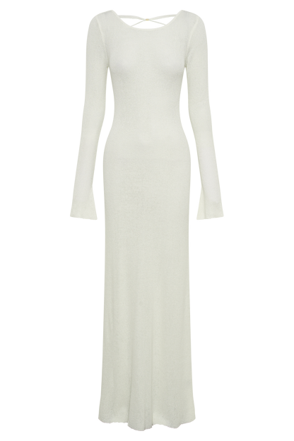 Robe Maxi Tricotée Talia à Décolleté Ouvert - Ivoire