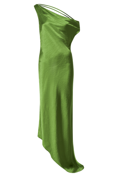 Robe Maxi Yvette à Bretelles et Bords Découpes - Émeraude
