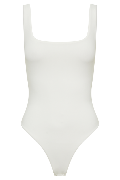 Bodysuit Charlie en nylon recyclé avec col rond - Blanc