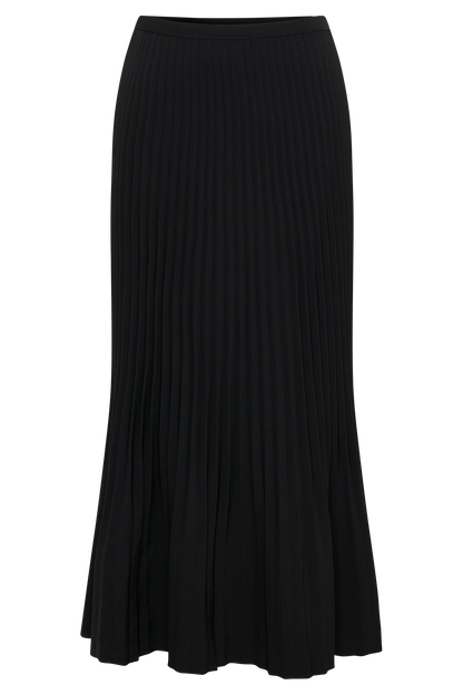 Jupe Maxi Twyla en Tissu de Costume Plissé - Noir