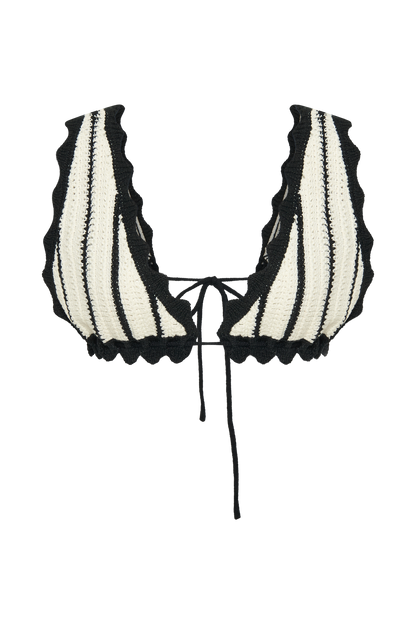 Jadia Bralette Crochetee à Contraste - Noir/Blanc