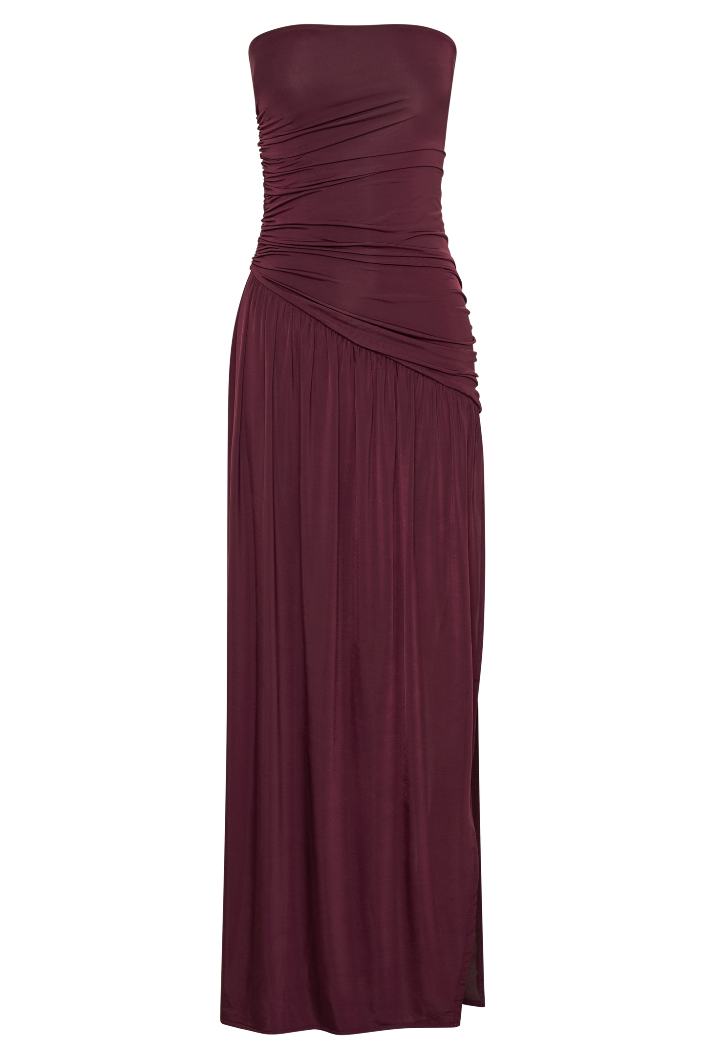 Robe Maxi Slinky Sans Bretelles Bex avec Fente - Bourgogne
