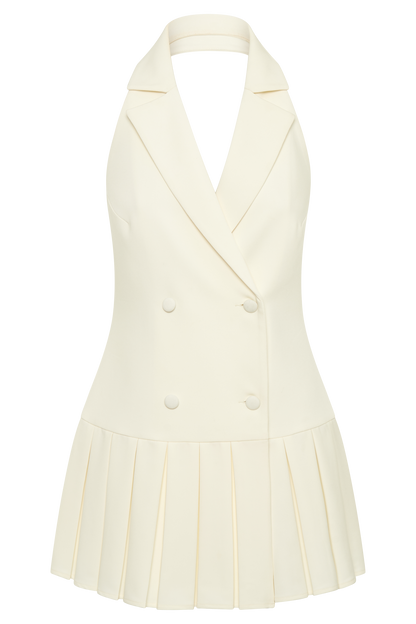 Mini-robe plissée Antoinette - Ivoire