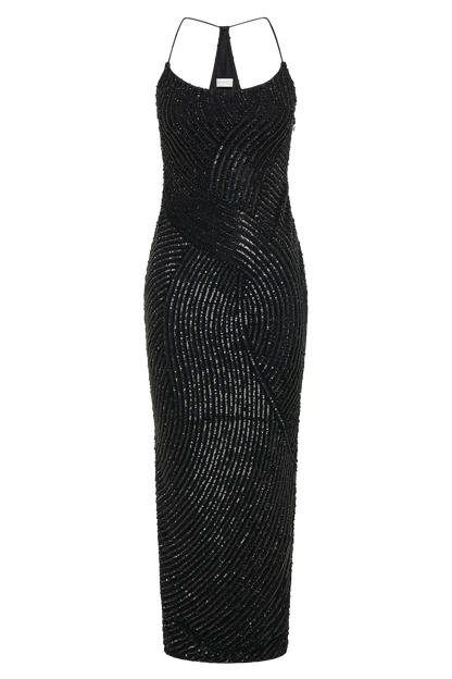 Tierra Sequin Maxi Dress - Black