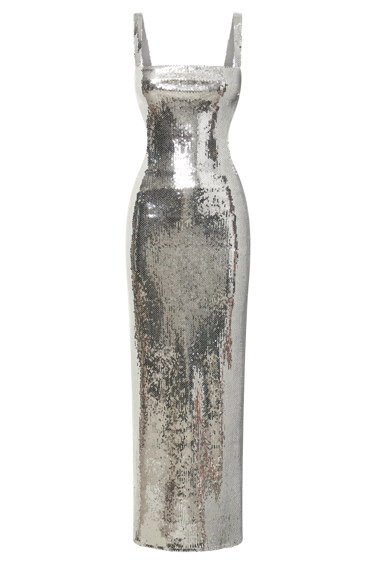 Robe Maxi Adoria à paillettes et découpes - Argent