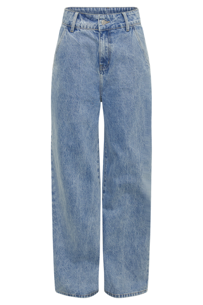 Jeans Roxy taille haute, jambe large - Bleu moyen