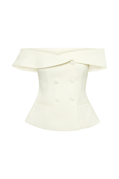 Top de tailleur sans bretelles Krista - Ivoire