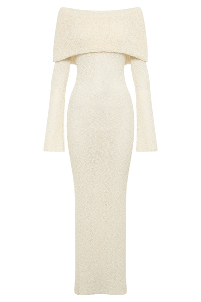 Marisol Robe Maxi Boucle à épaules dénudées - Ivoire