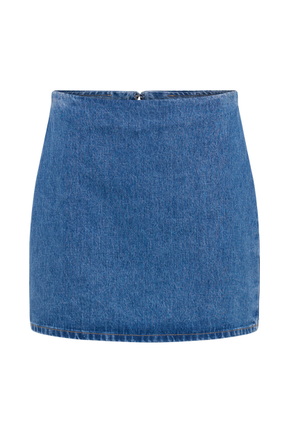 Jupe mini en jean Ellie - Bleu des années 70