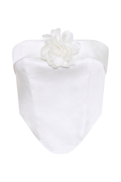 Margot, corset rose sans bretelles - Blanc