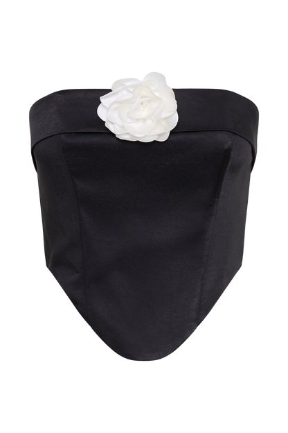 Margot, corset rose sans bretelles - Noir