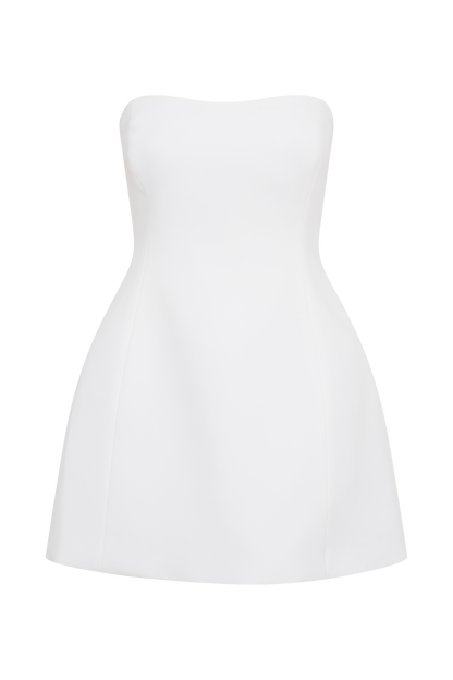 Mini-robe blanche sans bretelles avec nœud dans le dos - Neeka