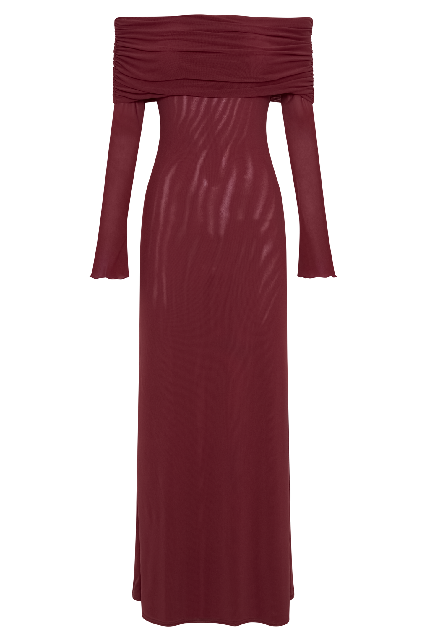 Jupe Maxi en Maille à Manches Décolletées Josie - Vin Rouge