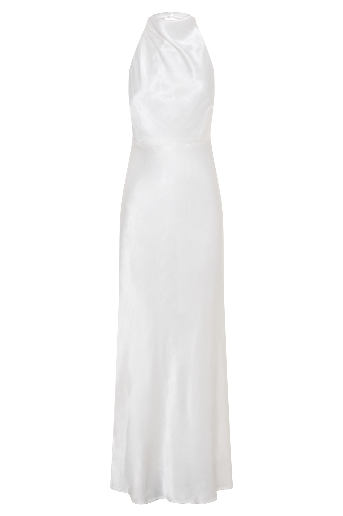 Robe longue Esther en satin irisé à col châle - Ivoire