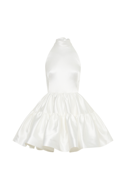 Mini-robe Dorota en satin avec décolleté halter - Blanc