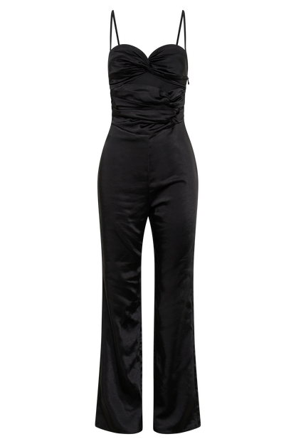 Combinaison satinée Elina à lacets - Noir