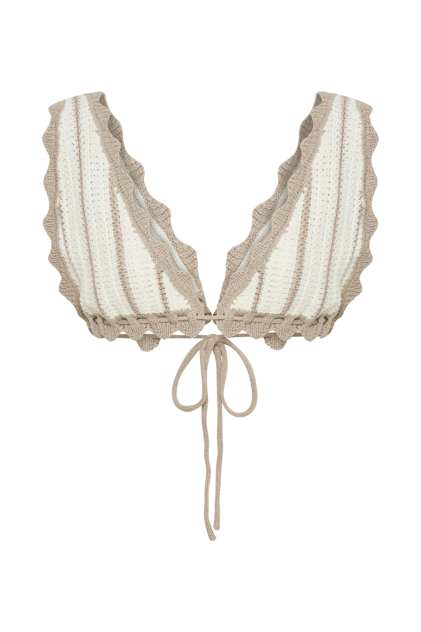 Jadia, Bralette Crochetee à Contraste - Taupe/Blanc