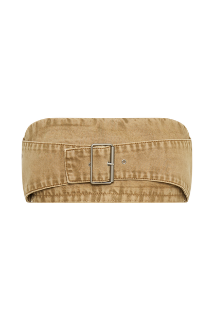 Bandeau en jean Rowena avec boucle - Lavage acide beige