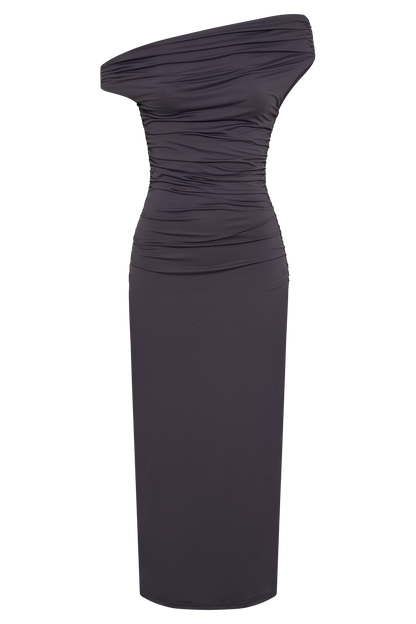 Robe midi en nylon recyclé Alayna - Gris anthracite