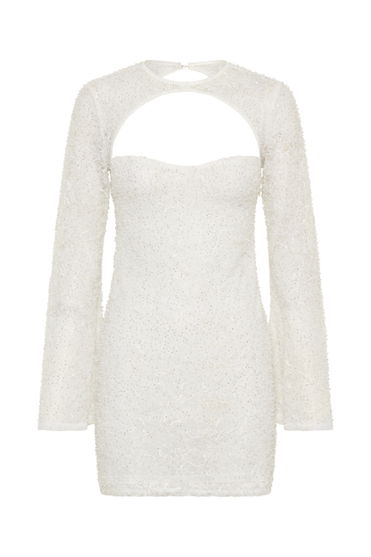 Mini-robe perlée Paxton - Blanche