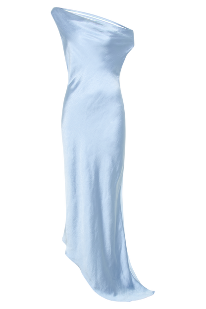 Robe Maxi Yvette à Bretelles avec Emmanchure Asymétrique - Bleu Bleu Roi