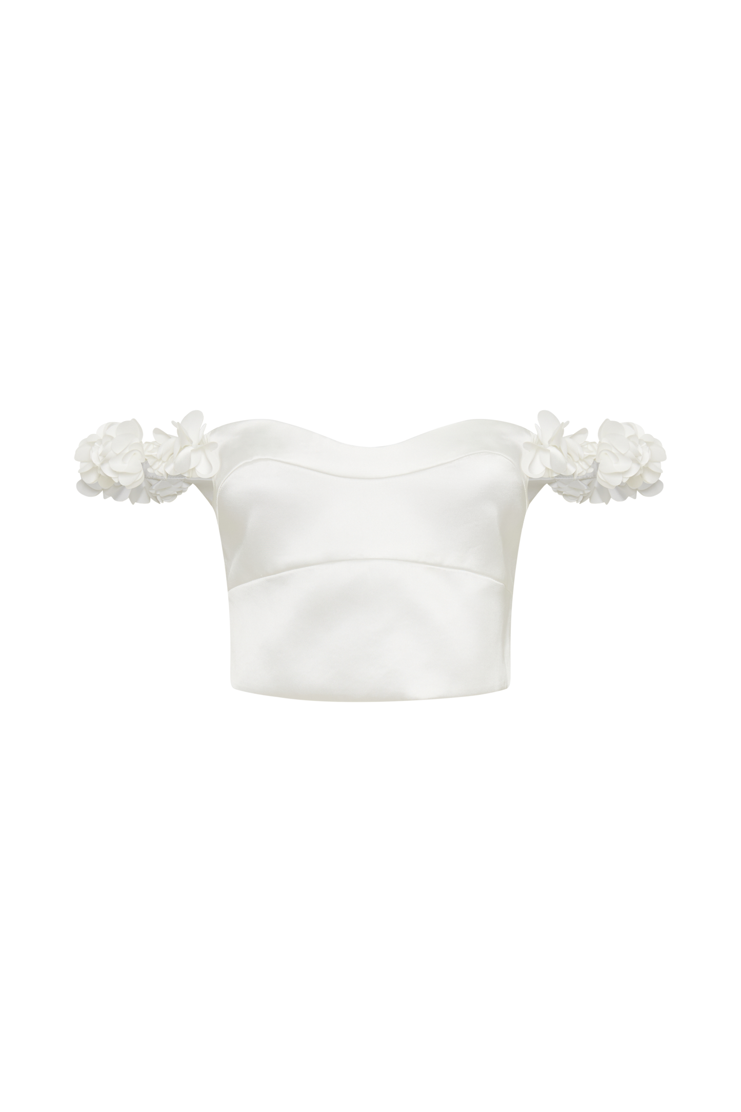 Bodys Karrie en satin rose, taille courte - Blanc