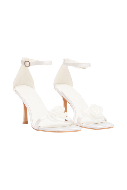 Lara Rose Satin Heel - Blanc