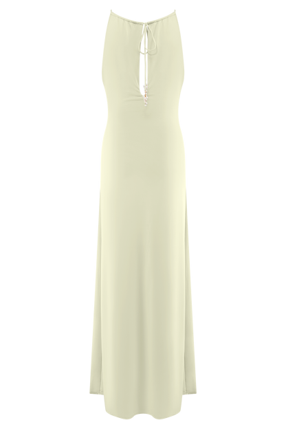 Robe Maxi Beryl Étroite avec Perles - Ivoire