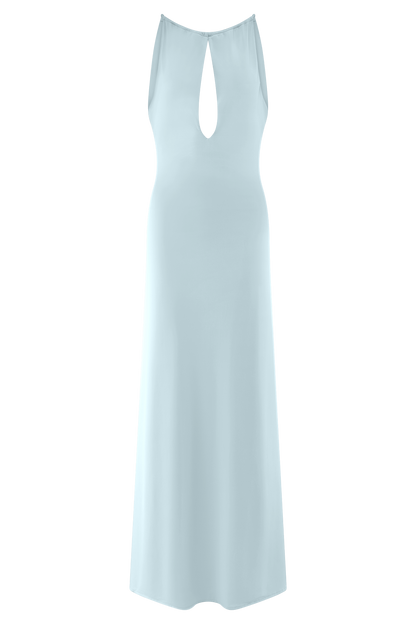 Robe Maxi Beryl Étroite et Élastique avec Perles - Bleu Clair