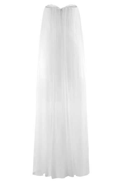 Bettany Robe Maxi en Chiffon Sans Bretelles - Blanche