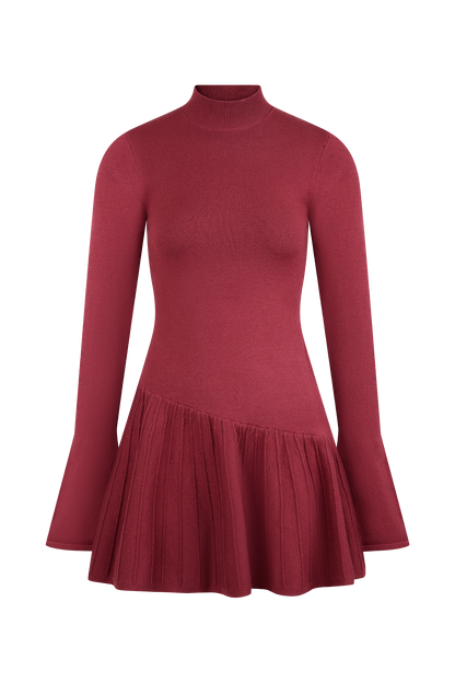 Mini-robe en tricot Blair à plis - Merlot
