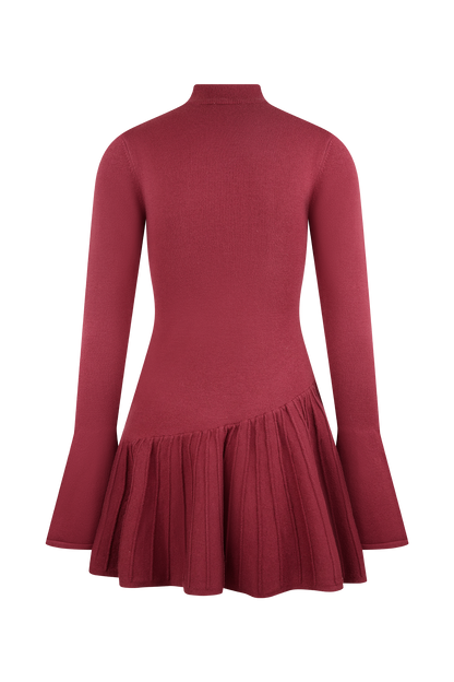 Mini-robe en tricot Blair à plis - Merlot