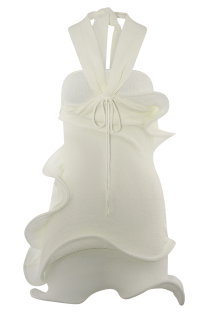 Mini-robe Caprice en jersey à col montant - Blanc