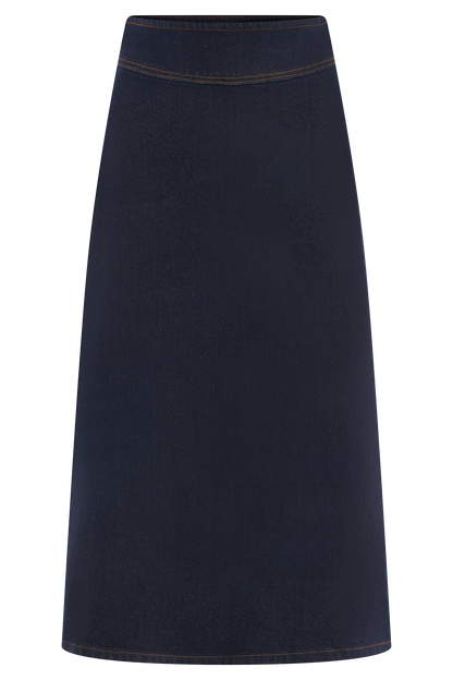 Jupe mi-longue trapèze en jean Cecilia - Bleu indigo