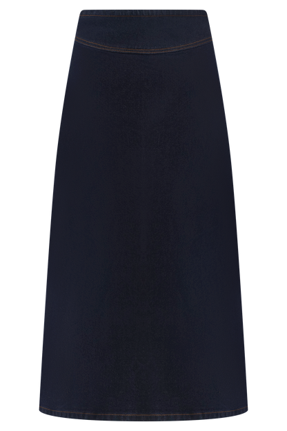 Jupe mi-longue trapèze en jean Cecilia - Bleu indigo