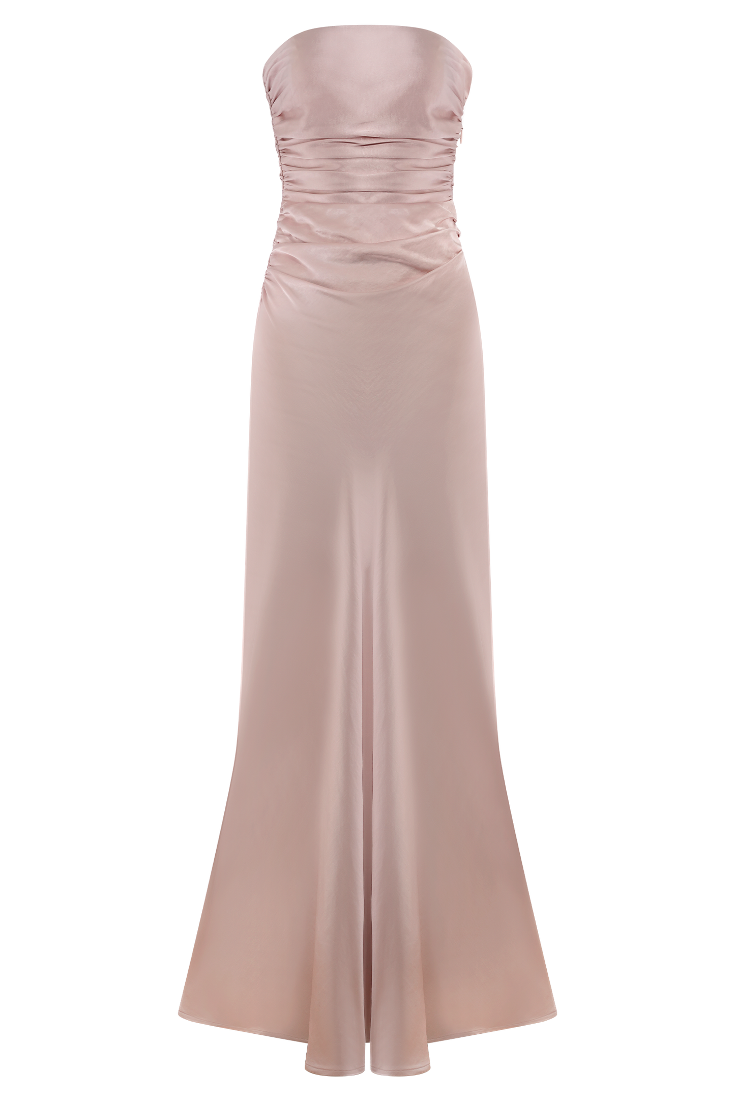 Robe longue satinée sans bretelles Cedar - Rose clair