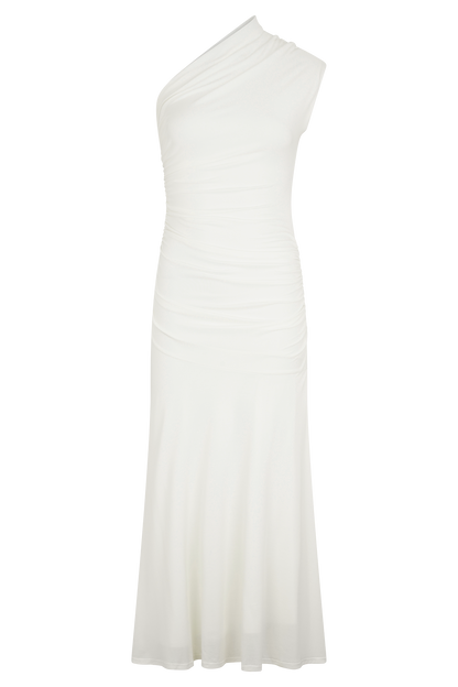 Robe midi asymétrique en jersey pêche de Chloe - Ivoire