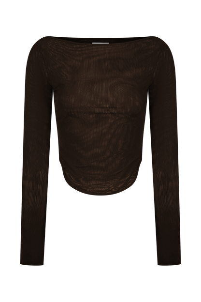 Colette Haut en Maille à Col Rond - Chocolat Noir