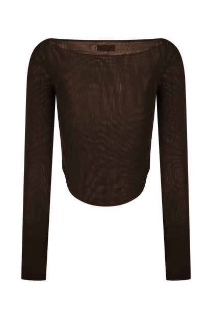 Colette Haut en Maille à Col Rond - Chocolat Noir