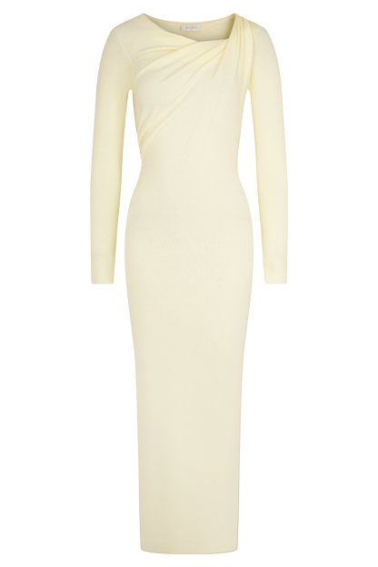 Robe mi-longue en jersey torsadé et drapé Culver - Crème