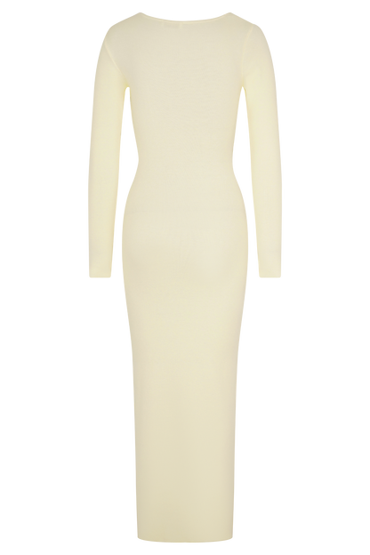 Robe mi-longue en jersey torsadé et drapé Culver - Crème
