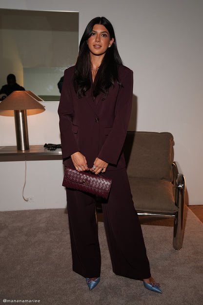 Pantalon tailleur Arlo à jambes larges - Brun-rouge