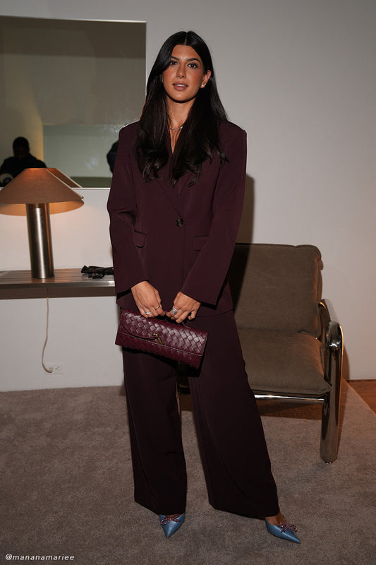 Pantalon tailleur Arlo à jambes larges - Brun-rouge