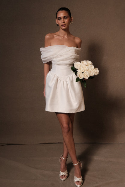Mini-robe drapée structurée Farrah - Blanc