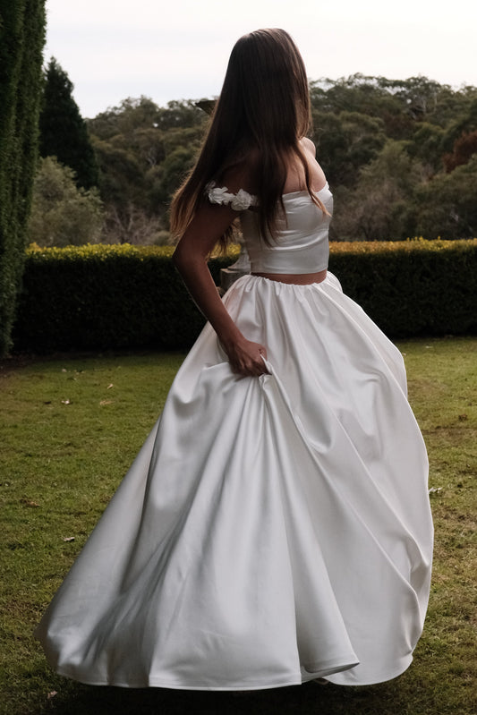 Jupe Maxi Satin Kelsey - Blanche