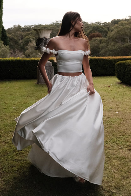 Jupe Maxi Satin Kelsey - Blanche