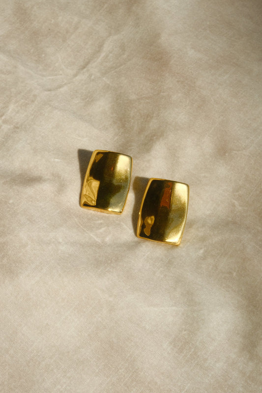 Boucles d'oreilles rectangulaires arrondies Georgia - Or