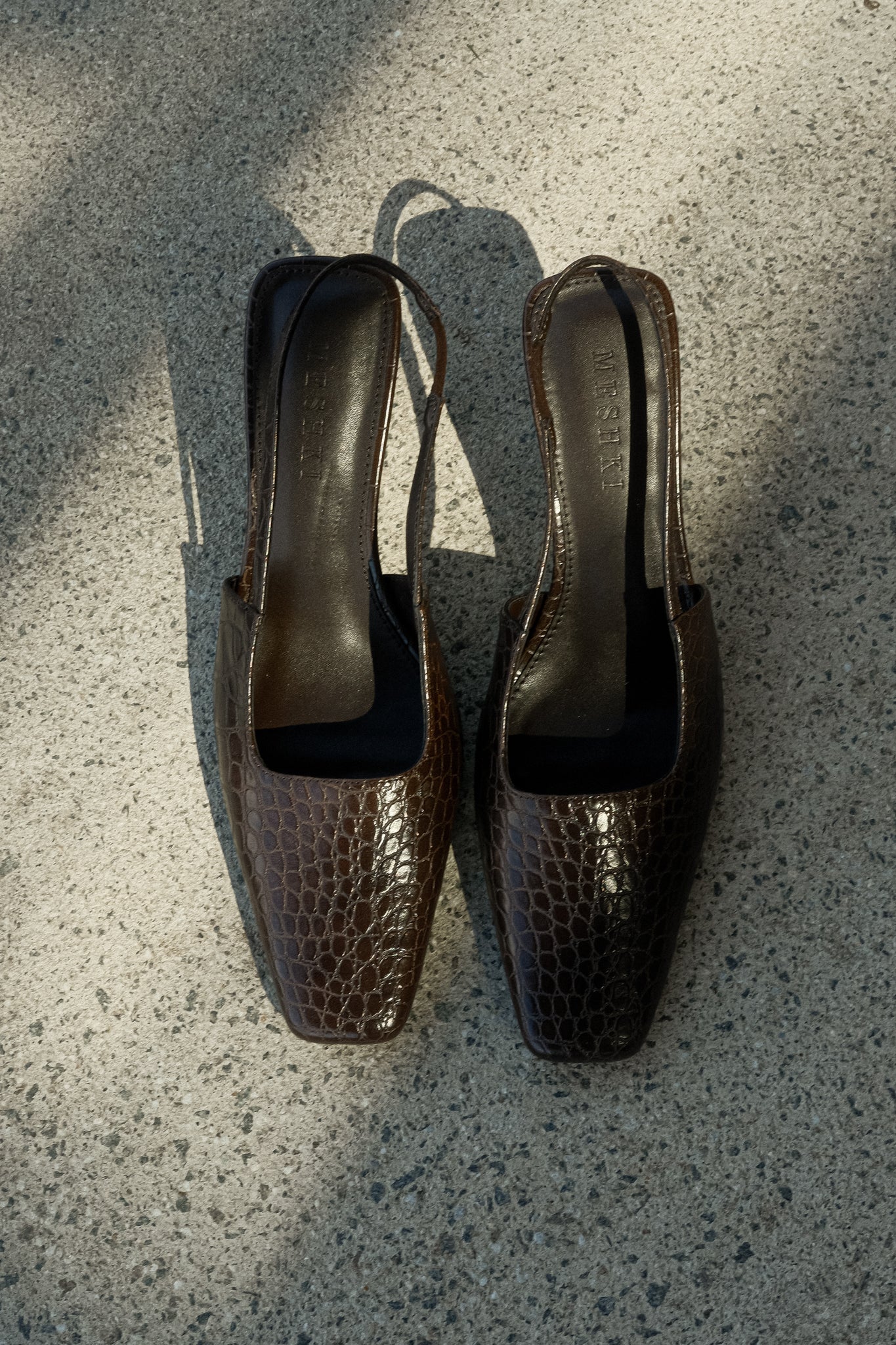 Maren, talons imitation cuir croco - Chocolat